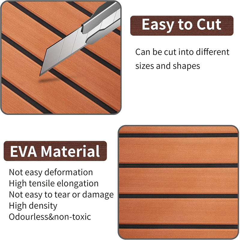 BowLift | 94.5''x36'' EVA Foam Teak Floor Decking Sheet,Non-Skid-Self-Adhesive Flooring Synthetic Deck,Marine Yacht RV Boat Flooring Mats
