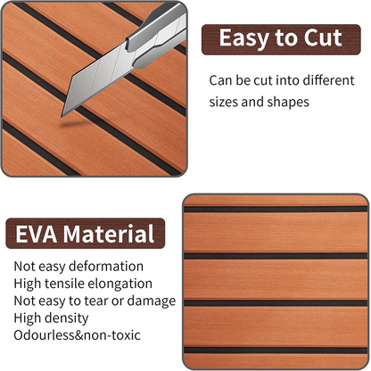 BowLift | 94.5''x36'' EVA Foam Teak Floor Decking Sheet,Non-Skid-Self-Adhesive Flooring Synthetic Deck,Marine Yacht RV Boat Flooring Mats