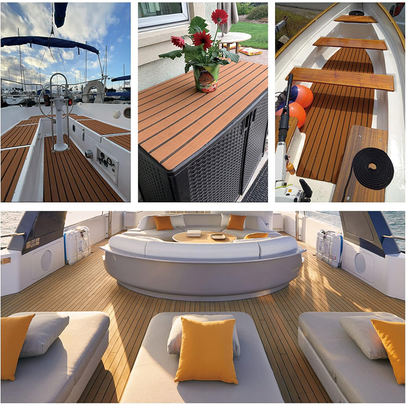 BowLift | 94.5''x36'' EVA Foam Teak Floor Decking Sheet,Non-Skid-Self-Adhesive Flooring Synthetic Deck,Marine Yacht RV Boat Flooring Mats