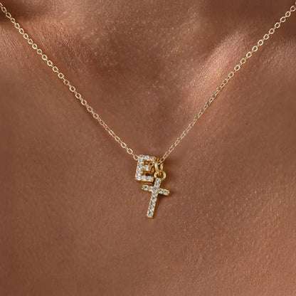 Karnz | Delicate Diamond Initial & Cross Necklace