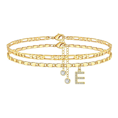 BowLift | 2pc 14k Diamond Letter Initial Anklet