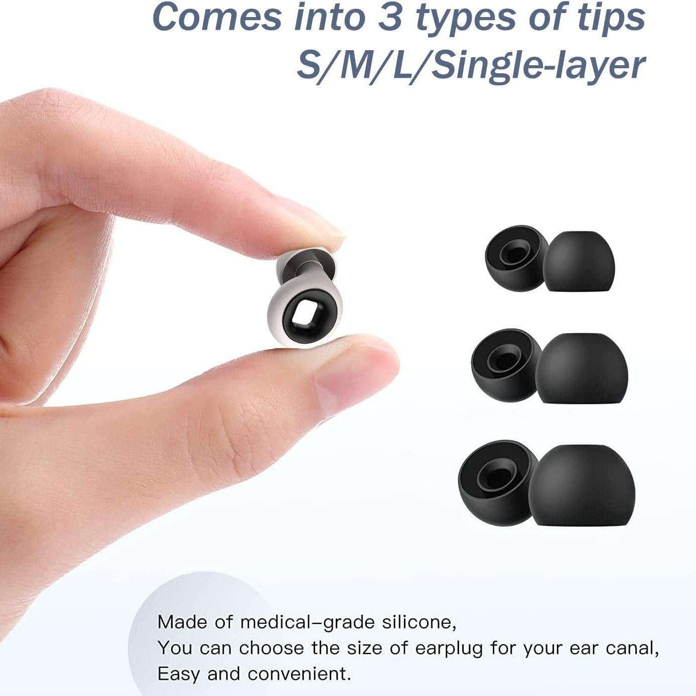 Soft silicone earplugs for noise reduction, silicone ear noise blockers for sleeping, noise sensitivity, air travel