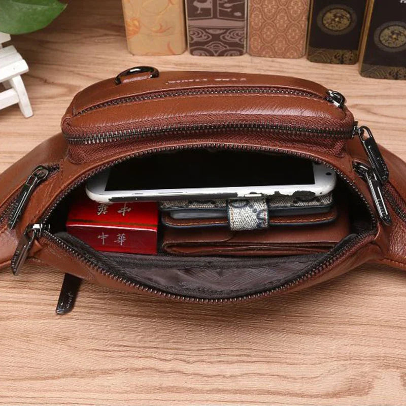 Skanto | Genuine Leather Fanny Pack | Large Capacity, Robust Design & Versatile for Travel and Outdoor Activities