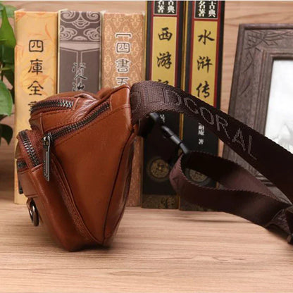 Skanto | Genuine Cowhide Leather Waist Bag for Men – Large Capacity Fanny Pack, Belt & Crossbody Travel Bag