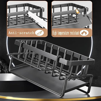 Stainless Steel Sink Organizer – With Towel Holder & Drain for tidy organization