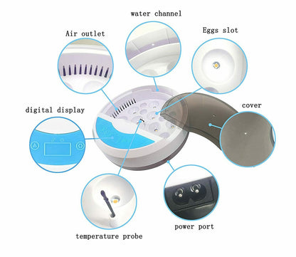Skanto | Egg Incubator for Chicken Eggs Inkubator for Egg Hatching Chicks with Temp Control LED Chicken Hatcher