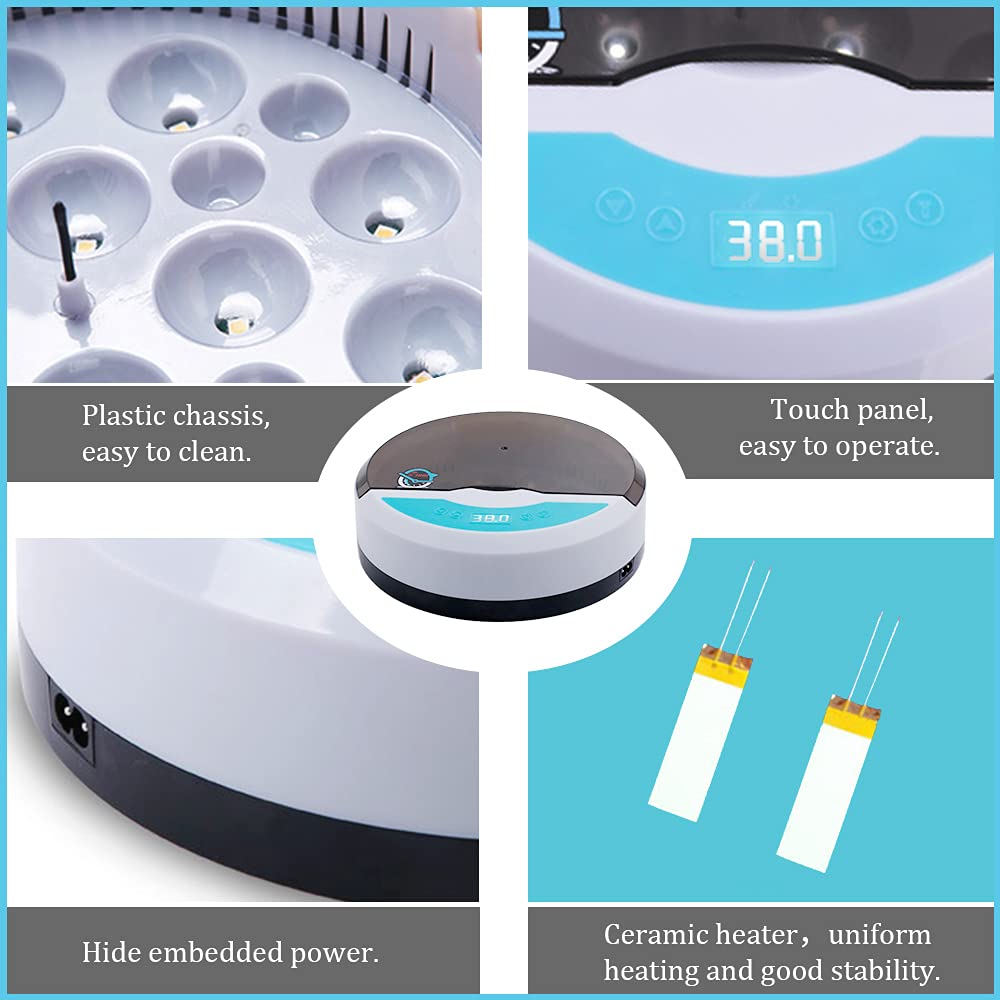 Skanto | Egg Incubator for Chicken Eggs Inkubator for Egg Hatching Chicks with Temp Control LED Chicken Hatcher