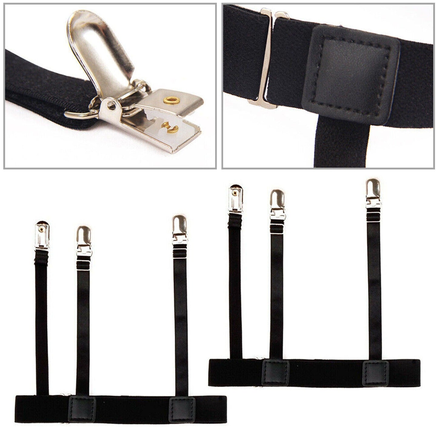 Men's Shirt Stays Elastic Suspenders for Secure Shirt Holder