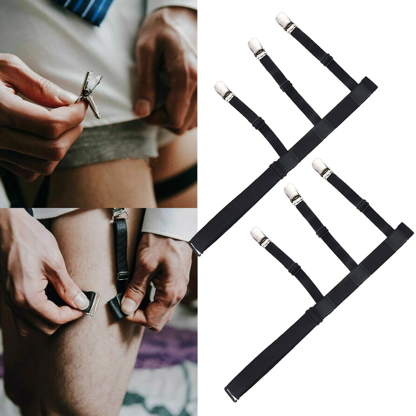 Men's Shirt Stays Elastic Suspenders for Secure Shirt Holder
