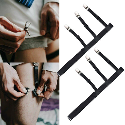 Men's Shirt Stays Elastic Suspenders for Secure Shirt Holder