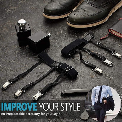 Men's Shirt Stays Elastic Suspenders for Secure Shirt Holder