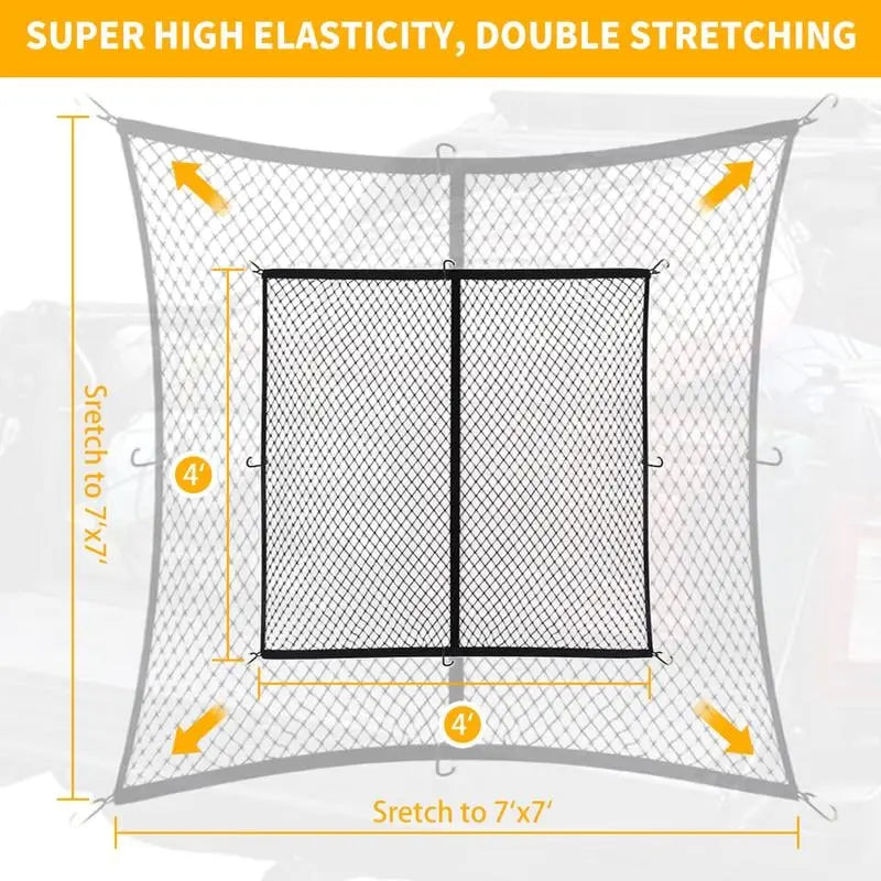 Elastic luggage net with robust carabiners