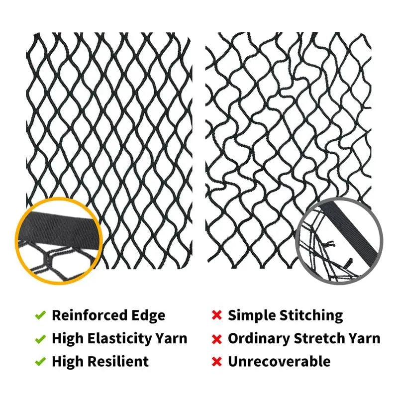 Elastic luggage net with robust carabiners