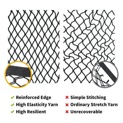 Elastic luggage net with robust carabiners
