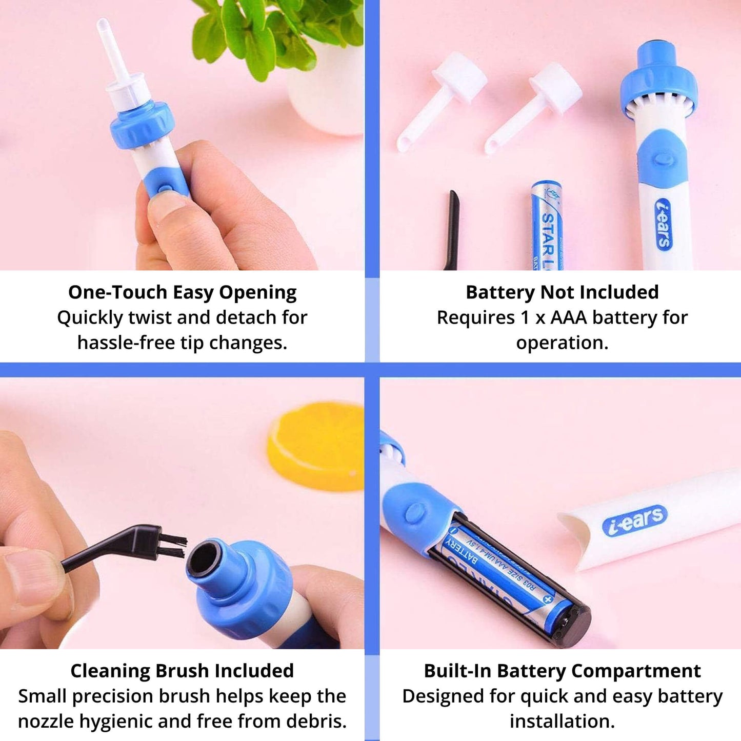 Skanto | Electric Earwax Suction Tool | Ergonomic, Silicone Tip & Compact Design for Safe Ear Hygiene at Home or Travel