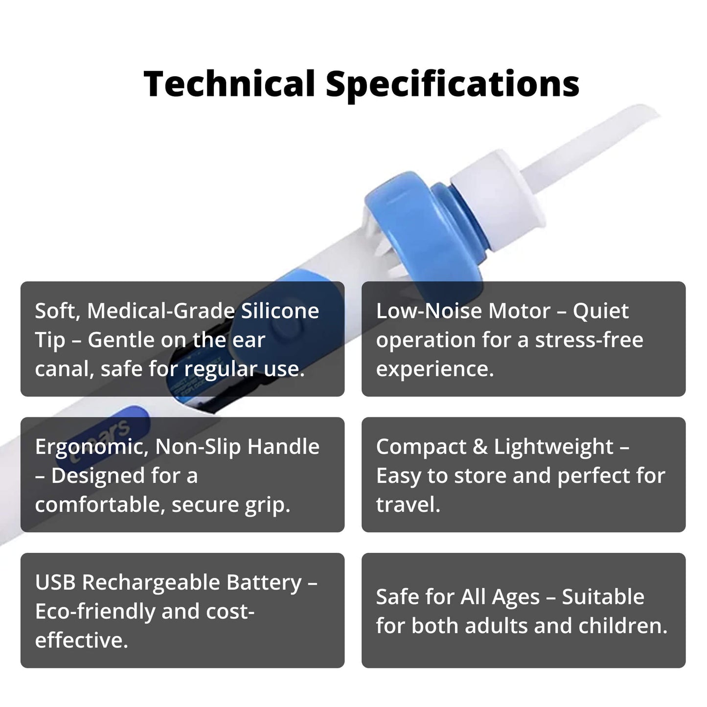 Skanto | Electric Earwax Suction Tool | Ergonomic, Silicone Tip & Compact Design for Safe Ear Hygiene at Home or Travel
