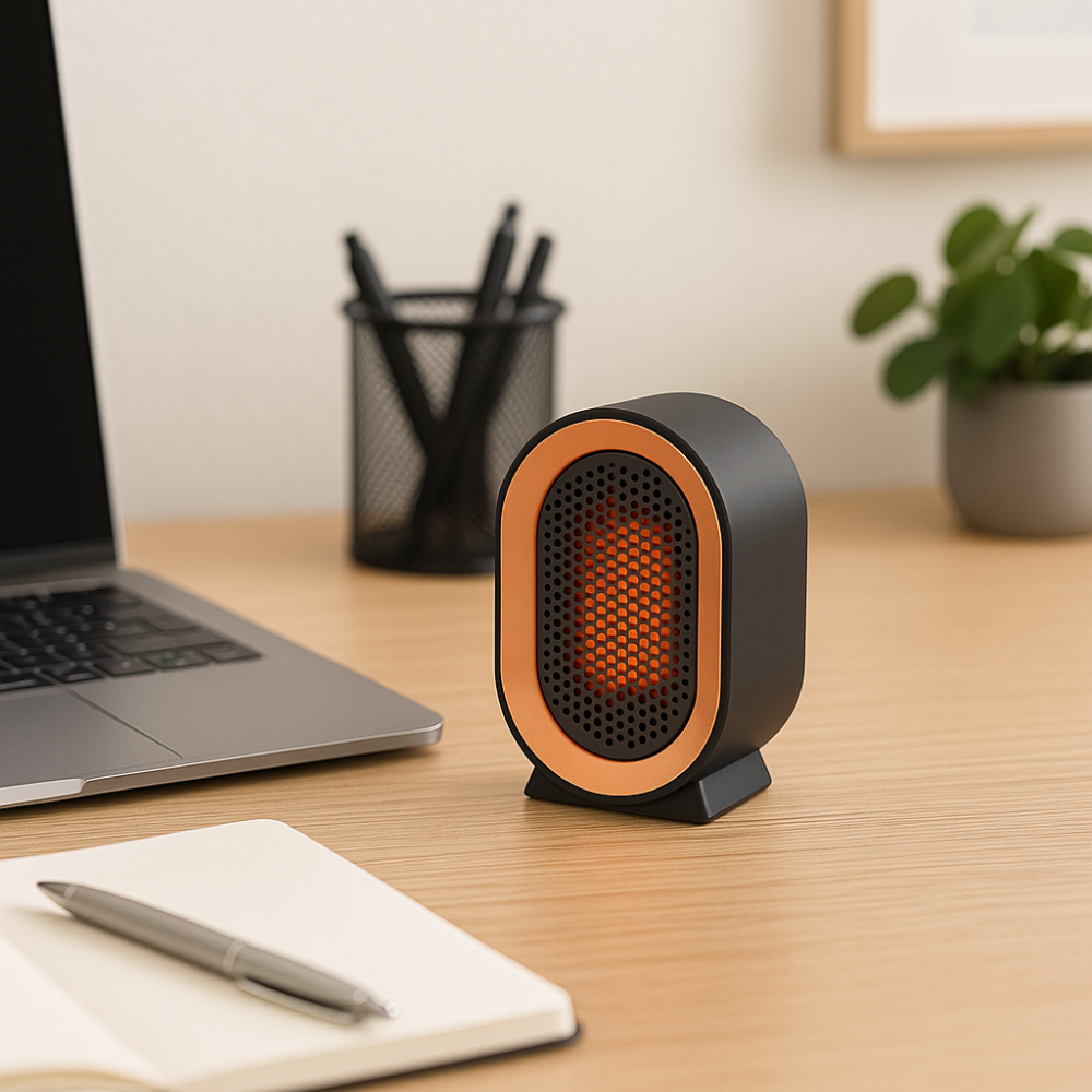 Energy-efficient portable ceramic fan heater for home and office