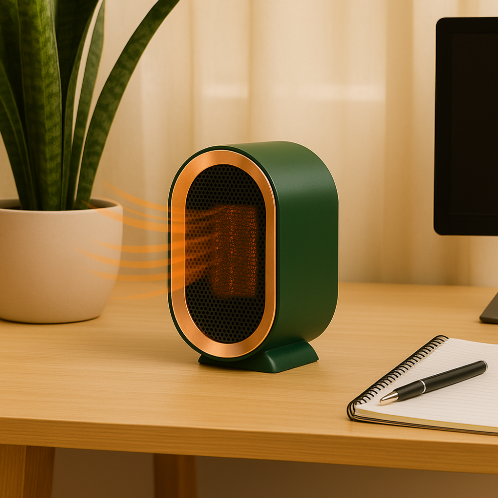 Energy-efficient portable ceramic fan heater for home and office