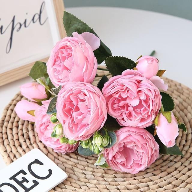 Elegant peony flower composition for home decoration – High-quality non-woven fabric