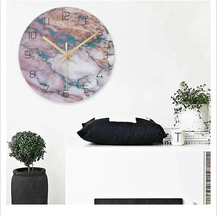 BowLift | Olive - Elegant Wall Clock with Marble Inspiration