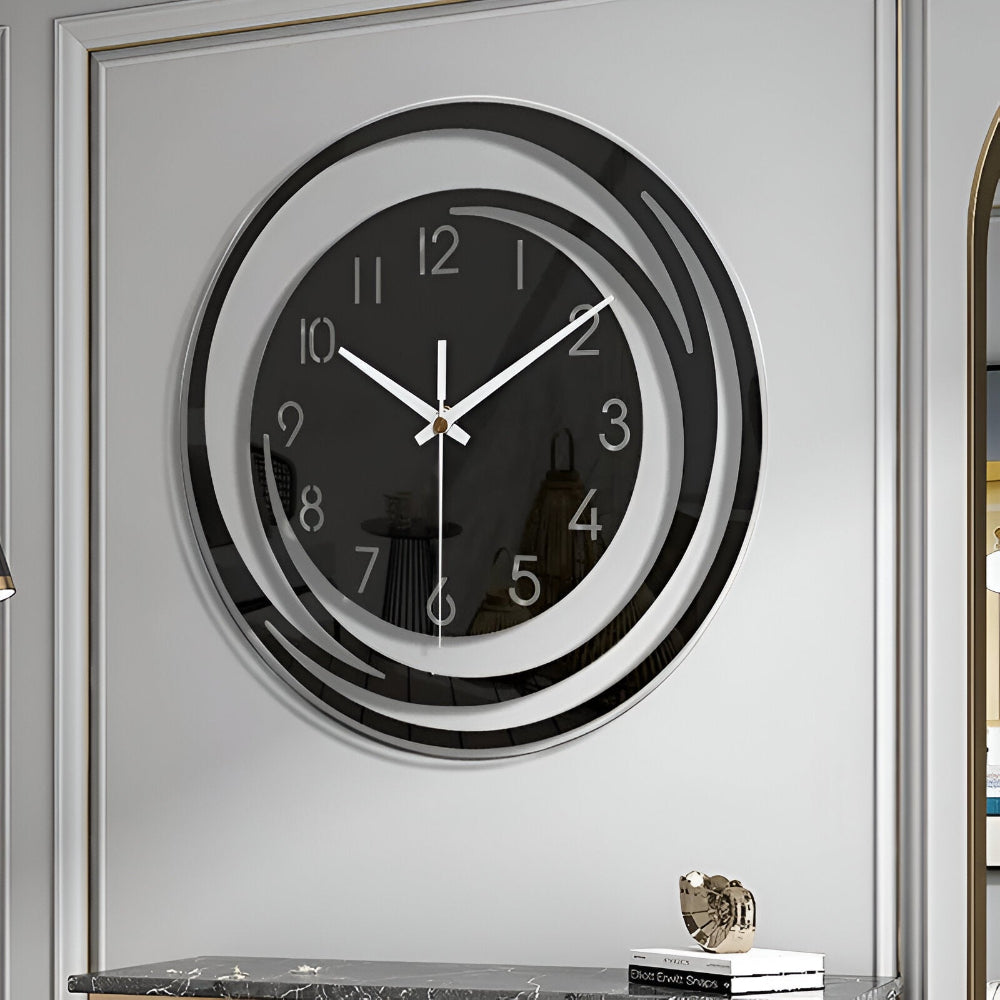 BowLift | Modern Black Acrylic Wall Clock in Scandinavian Design 30 cm