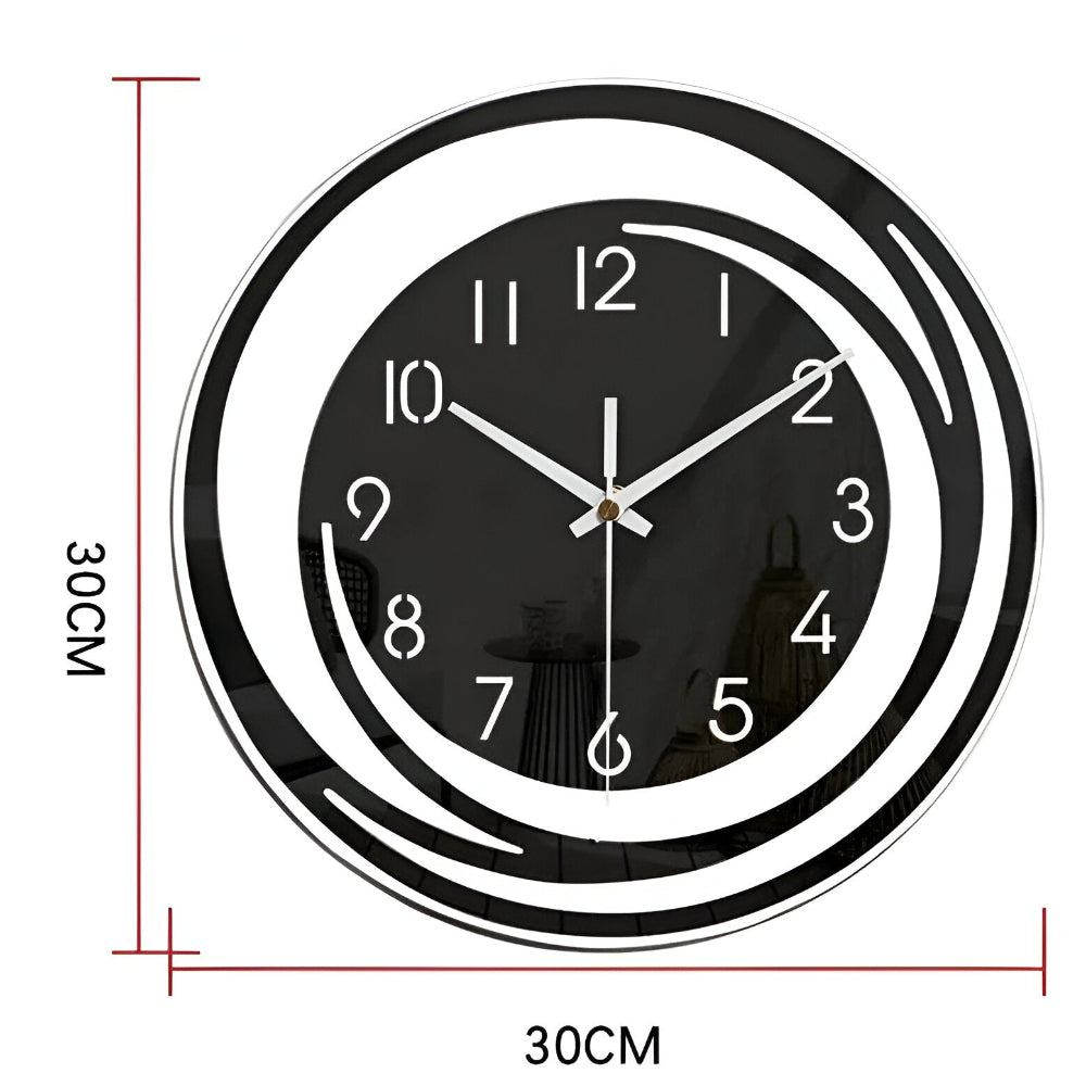 BowLift | Modern Black Acrylic Wall Clock in Scandinavian Design 30 cm