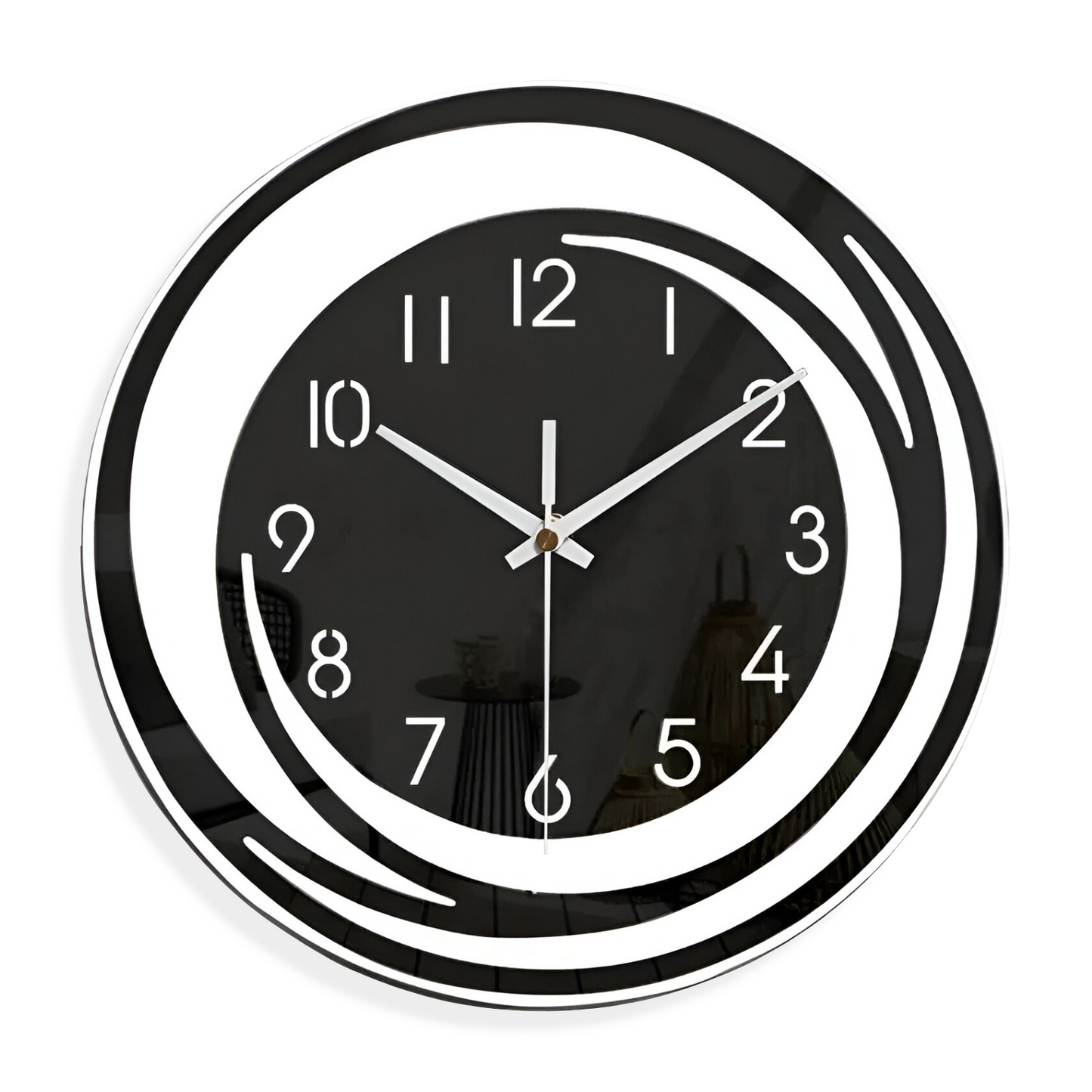 BowLift | Modern Black Acrylic Wall Clock in Scandinavian Design 30 cm