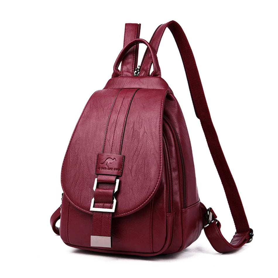 Ladies Leather Backpack with Anti-Theft Compartment and Compact Design | Kalsten