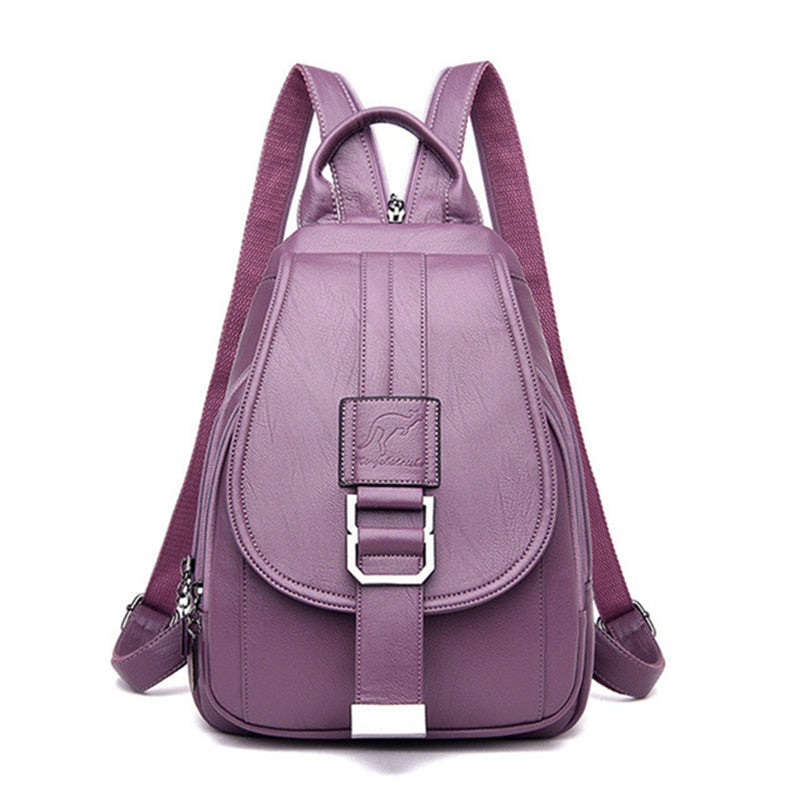 Ladies Leather Backpack with Anti-Theft Compartment and Compact Design | Kalsten