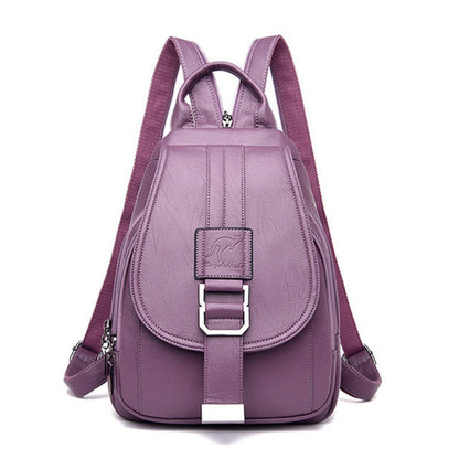 Women's Leather Backpack with Anti-Theft Compartment and Compact Design | Skanto