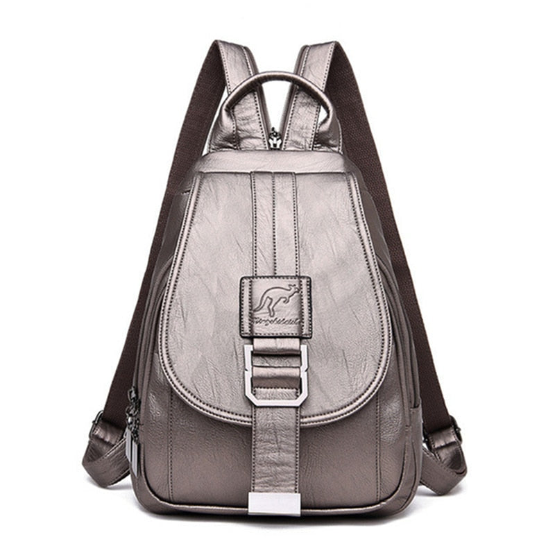 Women's Leather Backpack with Anti-Theft Compartment and Compact Design | Skanto