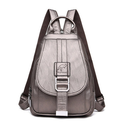 Women's Leather Backpack with Anti-Theft Compartment and Compact Design | Skanto