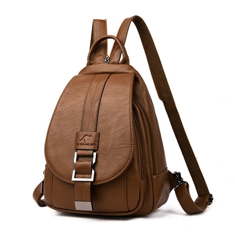 Ladies Leather Backpack with Anti-Theft Compartment and Compact Design | Kalsten