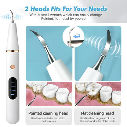 Skanto | Ultrasonic Teeth Cleaner | 38 kHz Ultrasound, LED Light & USB Fast Charging for Home Dental Care