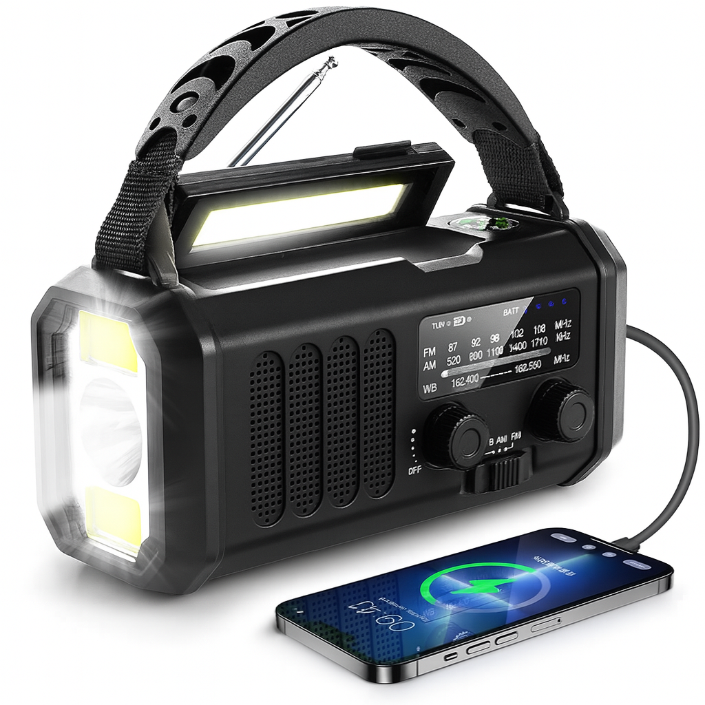 Skanto | Emergency Weather Crisis Radio – Emergency Radio with Power Bank, LED Flashlight, Dynamo, and Compass