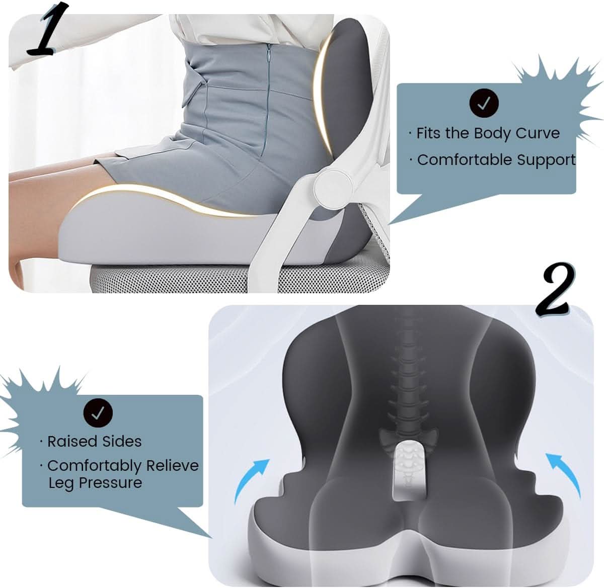 Skanto | Ergonomic Memory Foam Seat Cushion