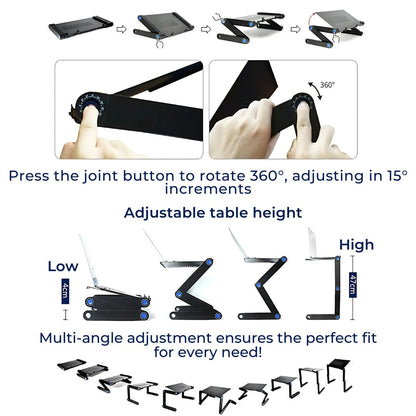 BowLift | Adjustable Laptop Stand for Bed, Couch & Desk - Ergonomic Design with Cooling Function for Comfort and Productivity