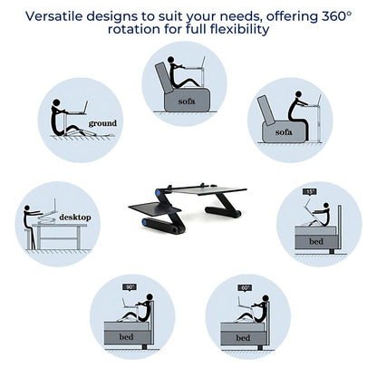 BowLift | Adjustable Laptop Stand for Bed, Couch & Desk - Ergonomic Design with Cooling Function for Comfort and Productivity
