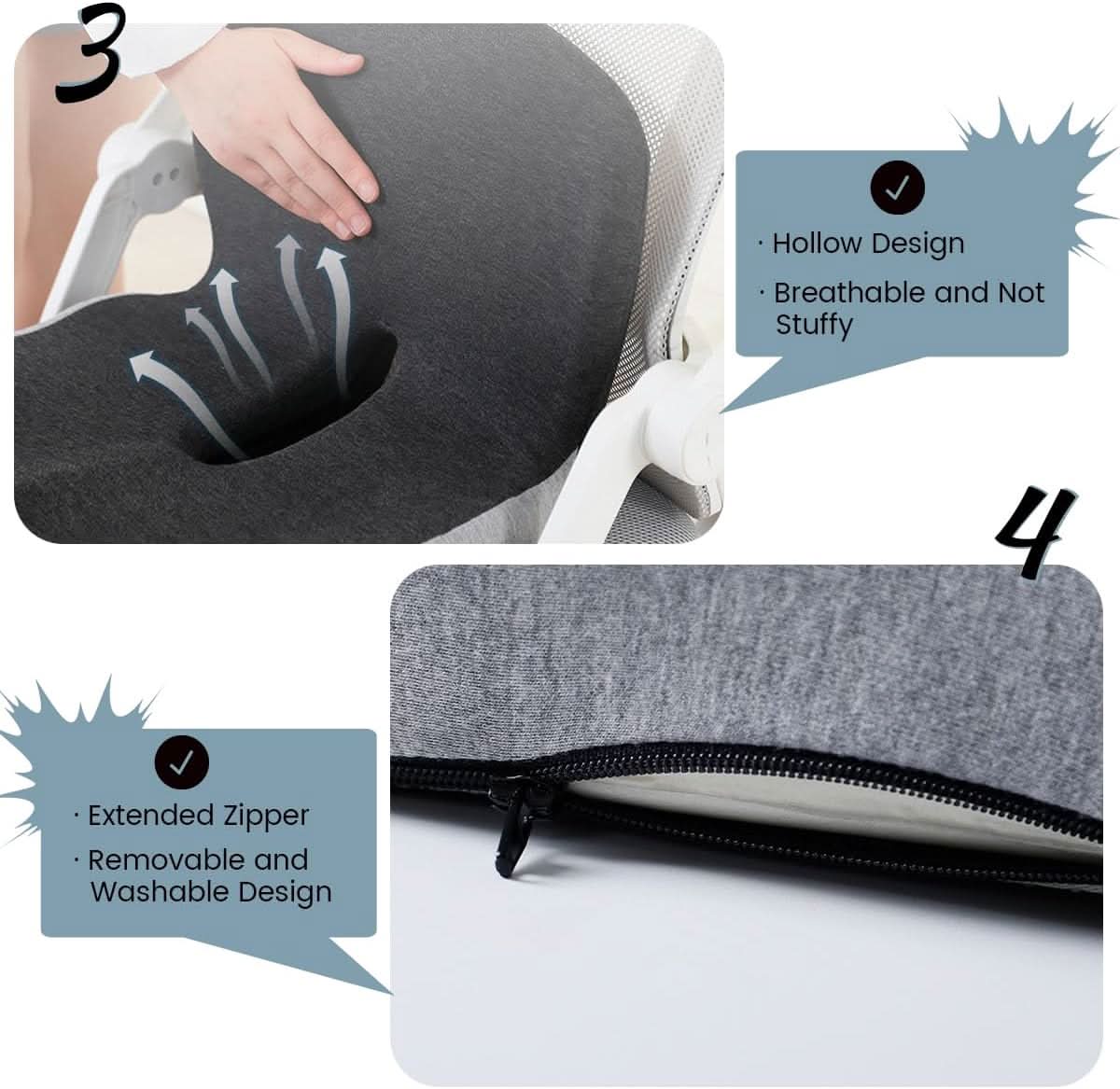 ErgoComfort Pad Memory Foam Seat Cushion | Kalsten