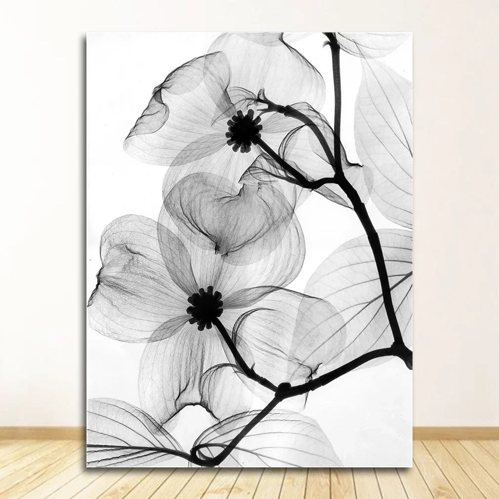 Exotic Flowers Minimalist Black White Wall Art Fine Art Canvas Prints Modern Botanical Pictures For Living Dining Room Office Decor