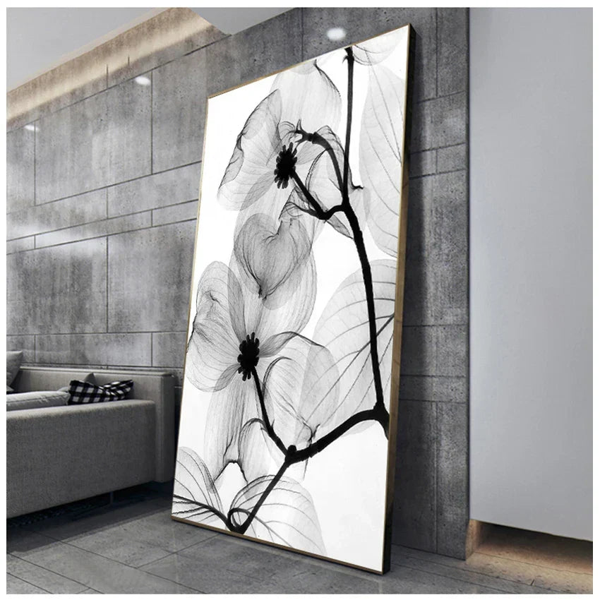 Exotic Flowers Minimalist Black White Wall Art Fine Art Canvas Prints Modern Botanical Pictures For Living Dining Room Office Decor