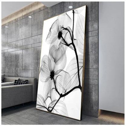 Exotic Flowers Minimalist Black White Wall Art Fine Art Canvas Prints Modern Botanical Pictures For Living Dining Room Office Decor