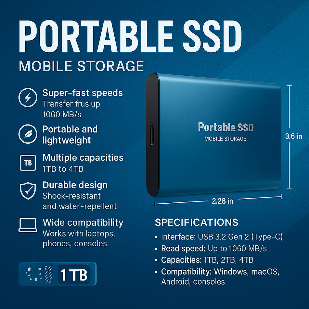 Brehn | External SSD Hard Drive Aluminum Portable Storage 128GB