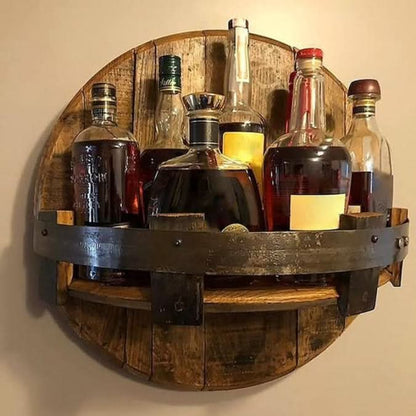 Skanto | Handmade Wooden Wall Bottle Shelf – 7 Bottles