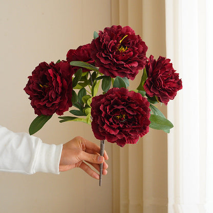 Artificial 5 large head peony flowers