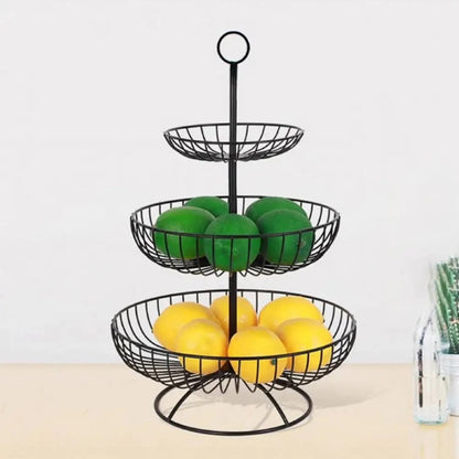Luxurious 3-tier vegetable and fruit shelf in gold and black