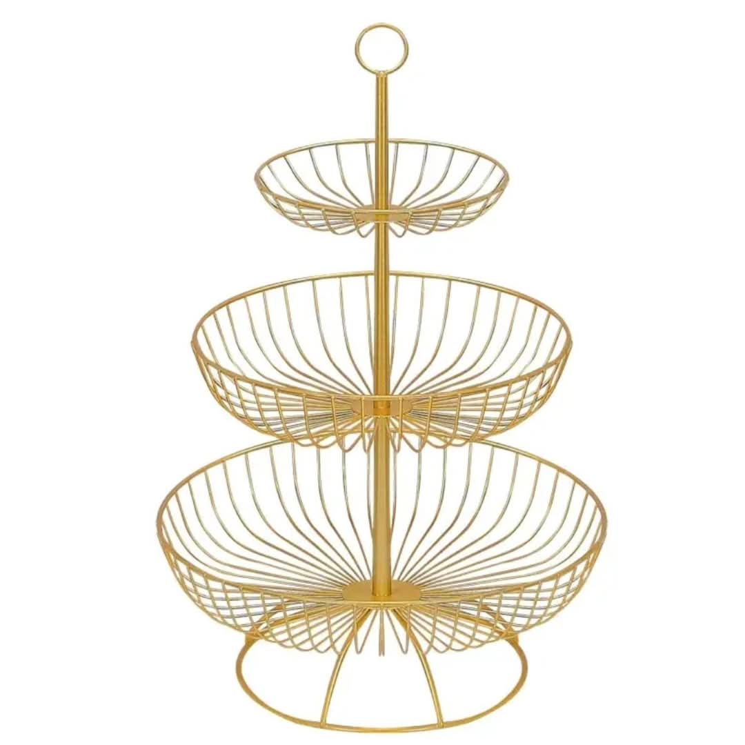 Luxurious 3-tier vegetable and fruit shelf in gold and black