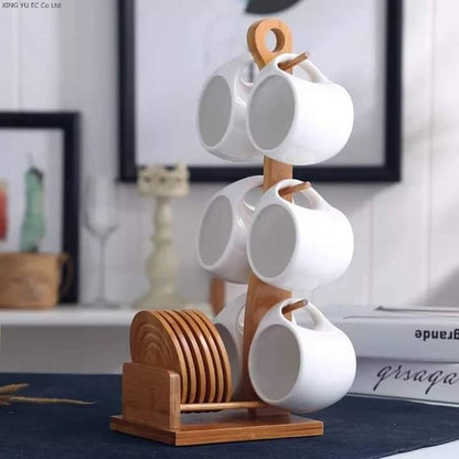 Set of 6 Cups with Bamboo Stand