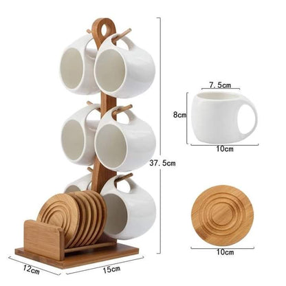 Set of 6 Cups with Bamboo Stand