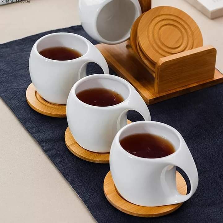 Set of 6 Cups with Bamboo Stand
